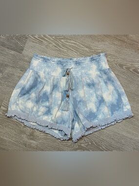 No Boundaries Light Blue Tie-Dye High Waist Shorts